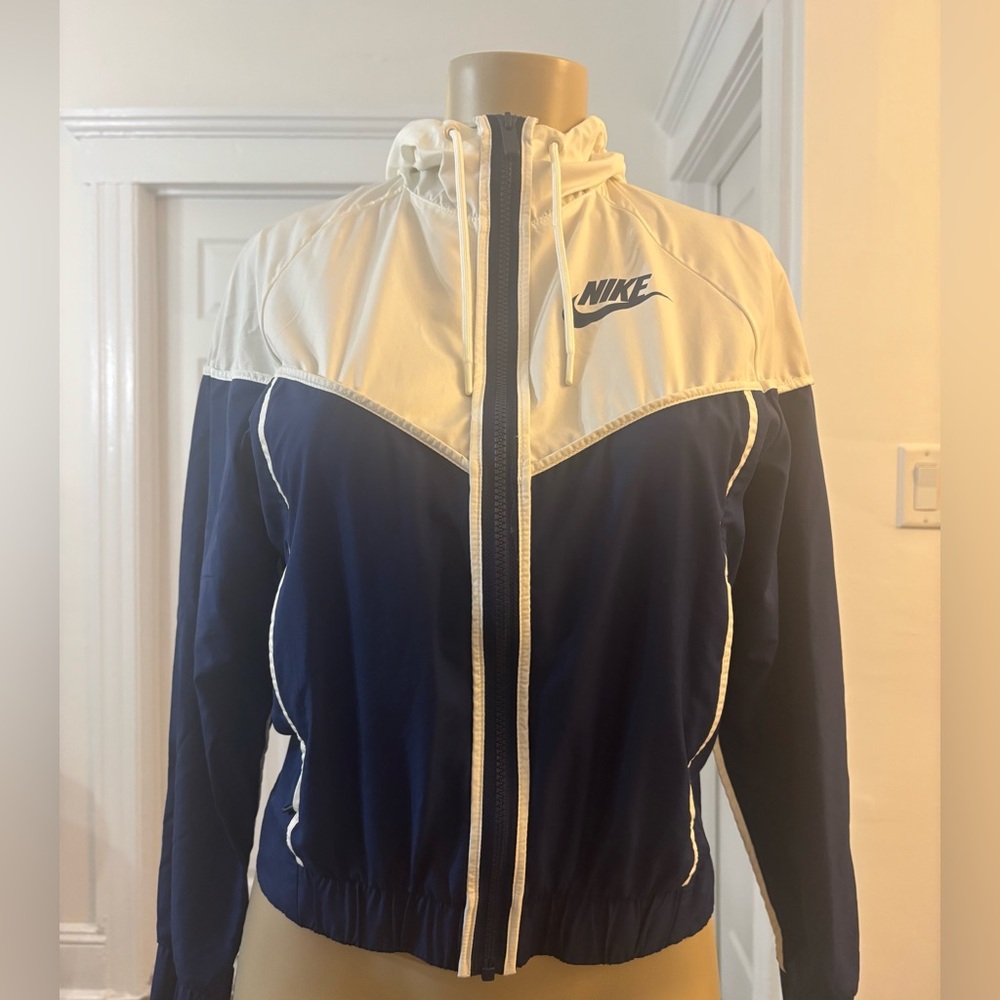 Nike Women's Blue and White Bomber Jacket